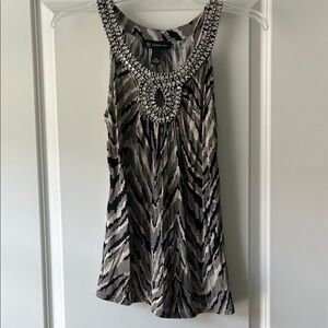 INC International Concepts Zebra Print Embellished Top